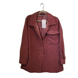 BloomChic Pink Corduroy Button-Up Shirt – Size 18-20, NWT